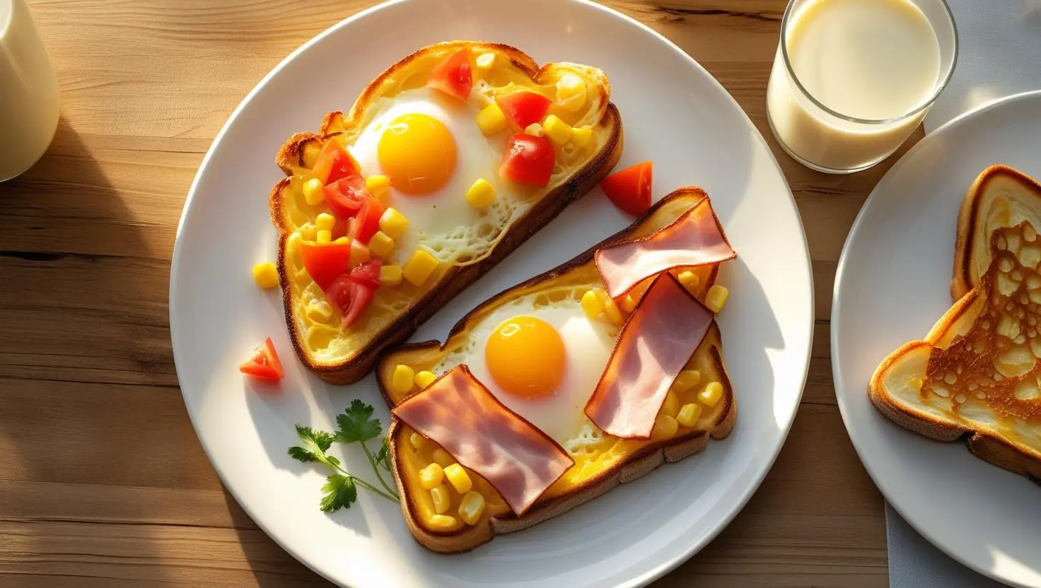 鸡蛋芝士煎吐司早餐